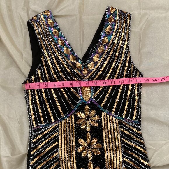 flapper like gold and black  sequins dress - Picture 7 of 8